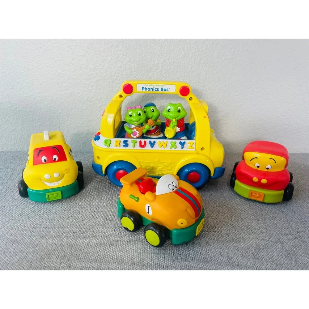 LeapFrog Learning Friends Phonics Bus Toy + 3  Vehicles Vintage Educational Set